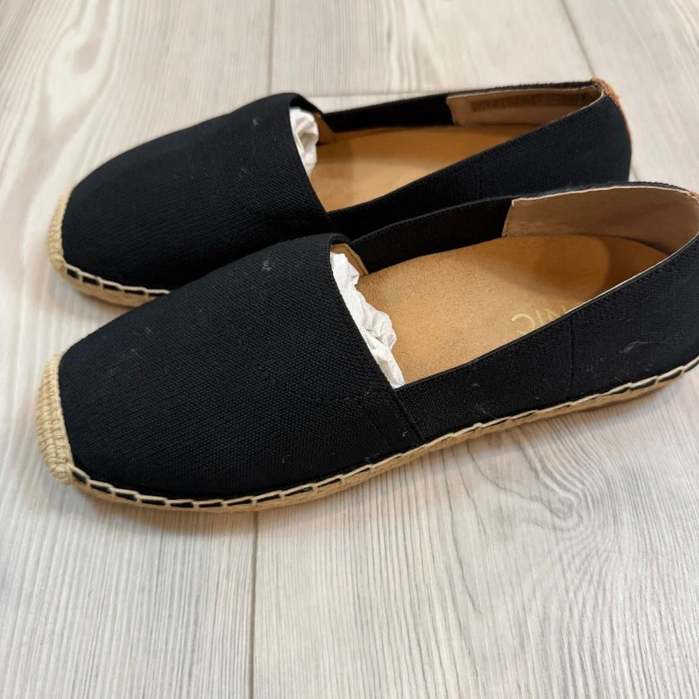 NEW Vionic Coast Valeri Black Canvas Espadrille Slip On Flats Orthaheel 7.5